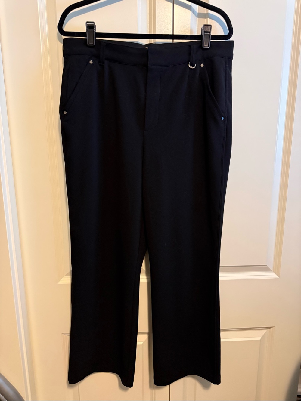 Democracy Black Straight-Leg Dress Pants with Subtle Hardware